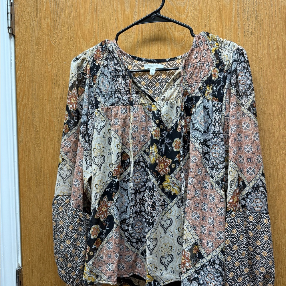 Maurices Multicolor Patchwork Blouse